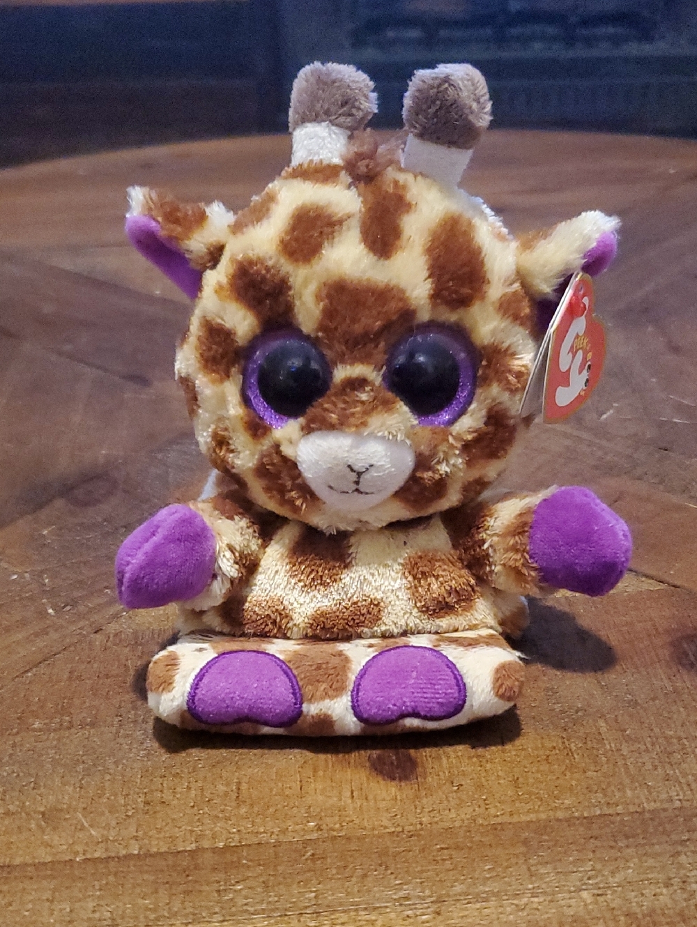 Ty Plush Giraffe with Purple Eyes and Accents Cell Phone Holder For Desk